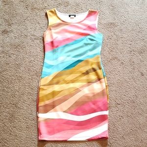 Venus Multicolor Dress Pink/Green/Blue/Yellow Dress Size Small